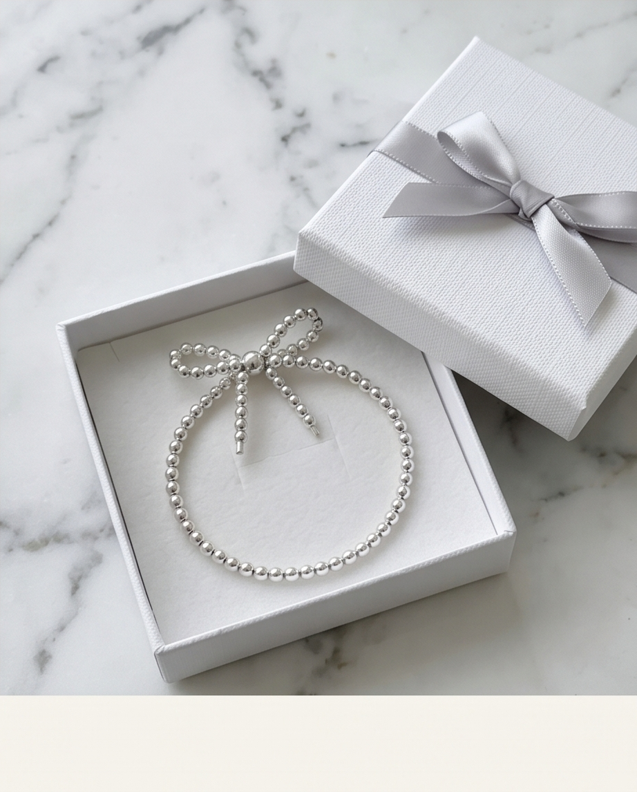 The Croquette | Beaded Bow Bracelet | Gold Filled & Sterling Silver