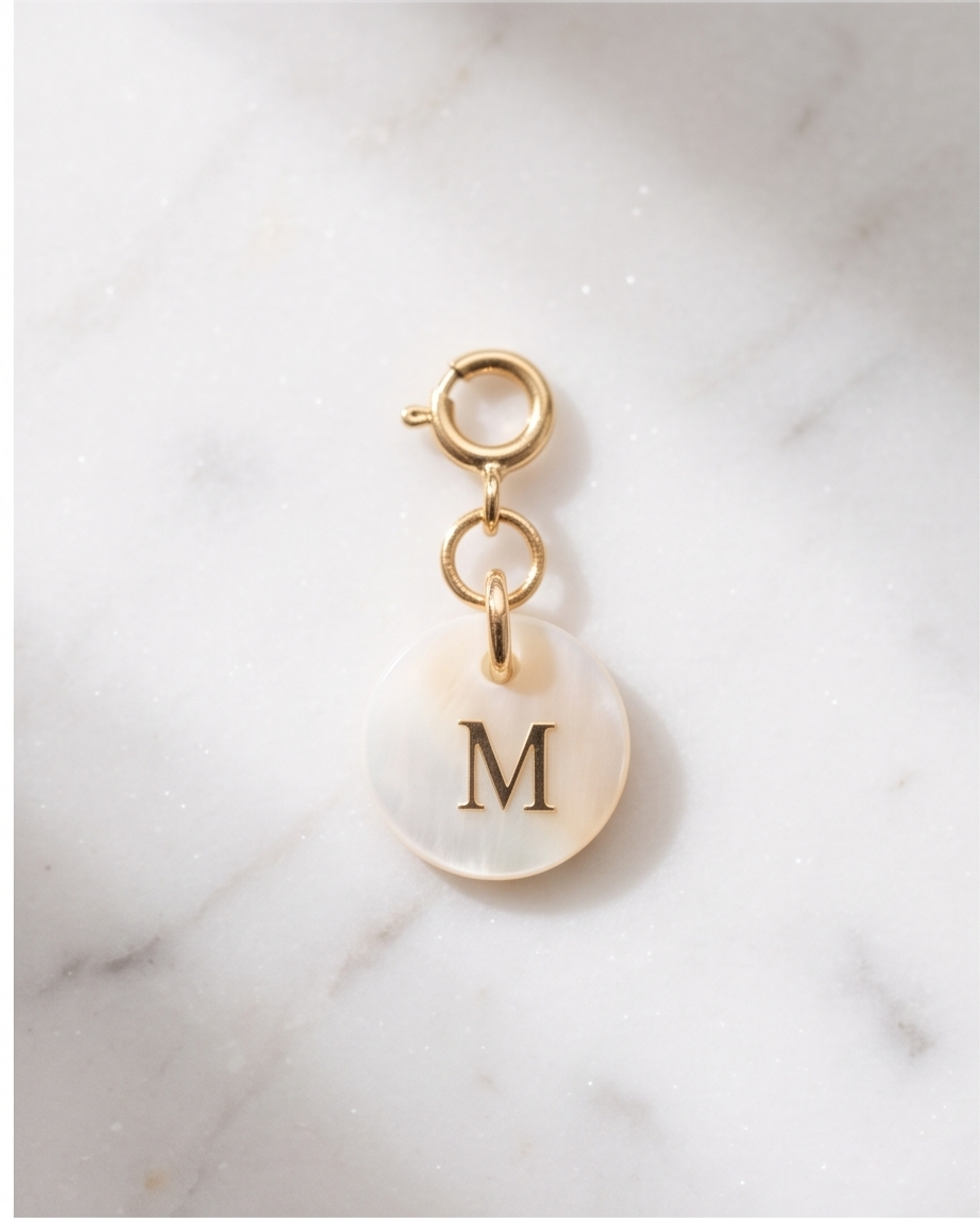 Just My Type mother of pearl initial necklace on 14k gold filled chain | Stacked by Jayneebell