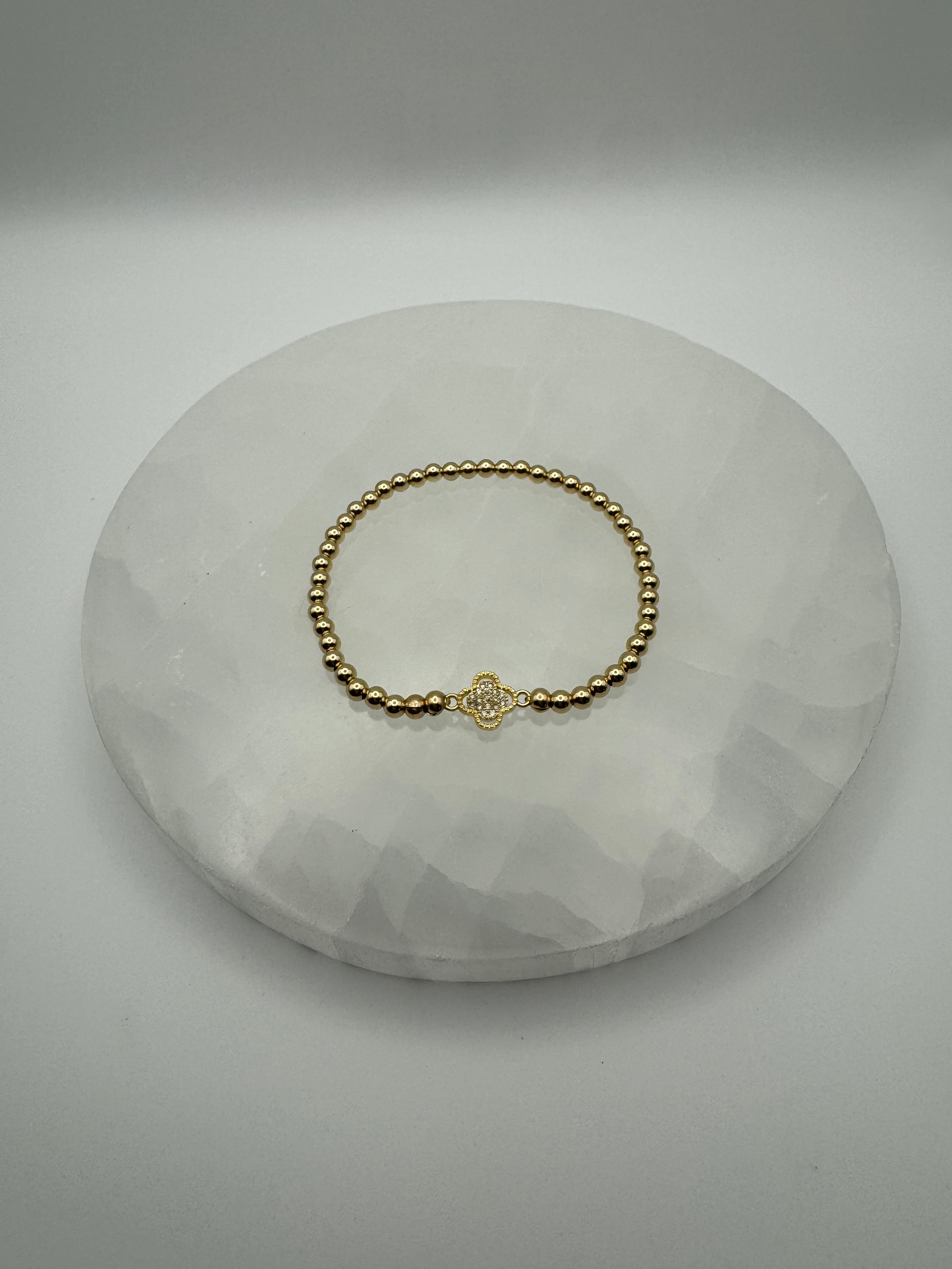 The Van Clover Bracelet | 4mm Stretch | 14k Gold Filled