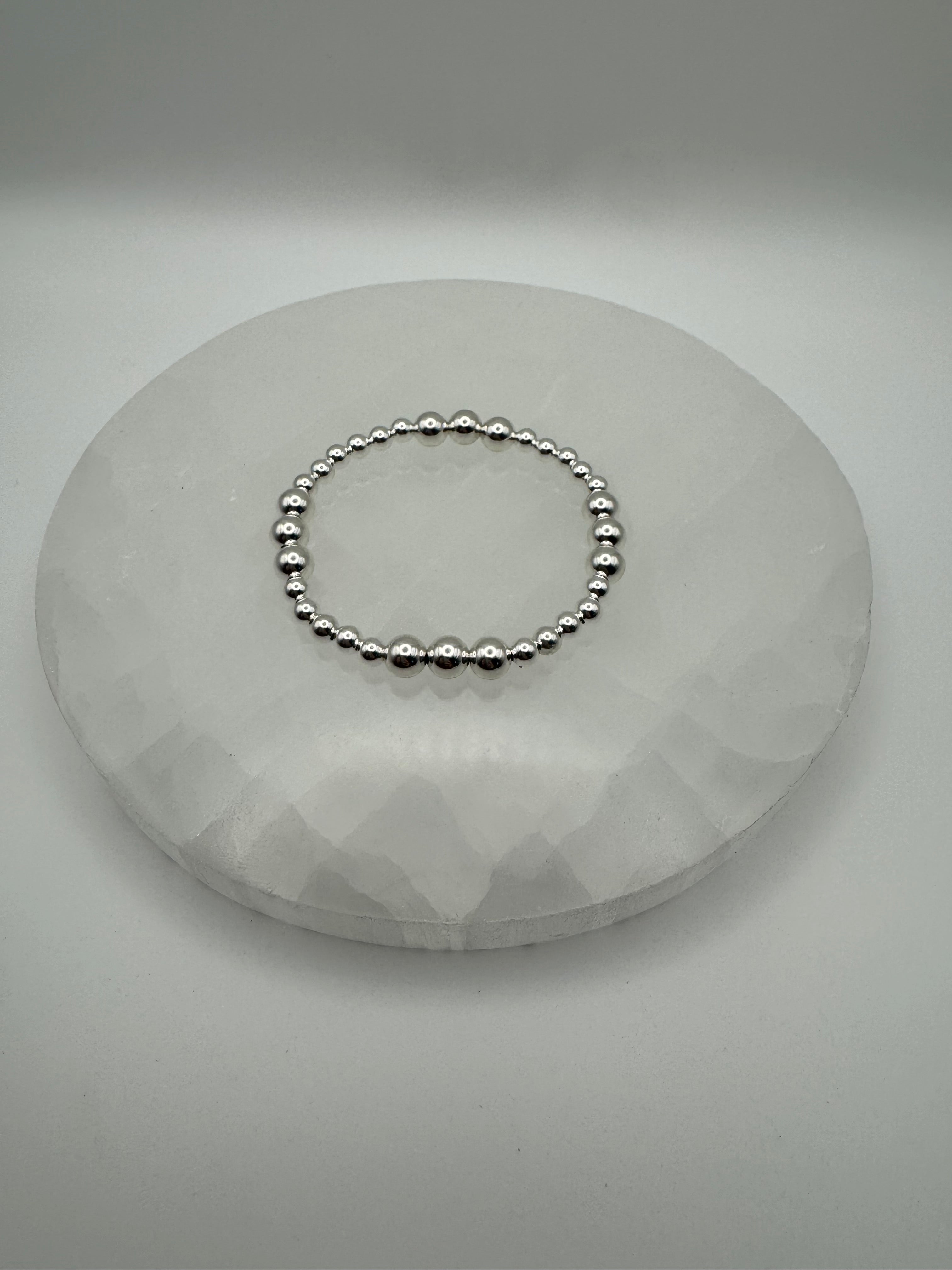 The Anchor Bracelet | Mixed Bead Stretch | Gold Filled or Sterling Silver