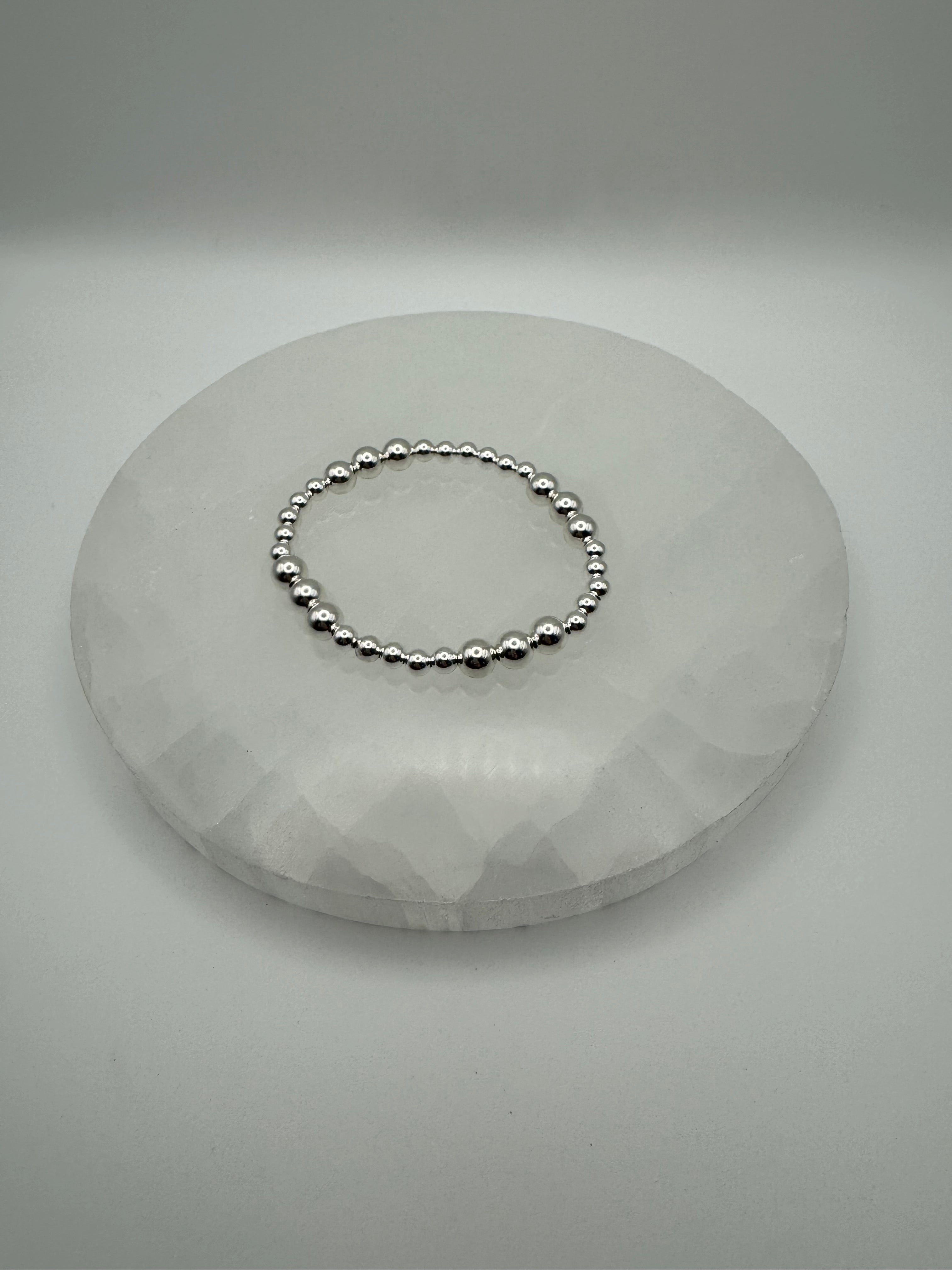 The Anchor Bracelet | Mixed Bead Stretch | Gold Filled or Sterling Silver