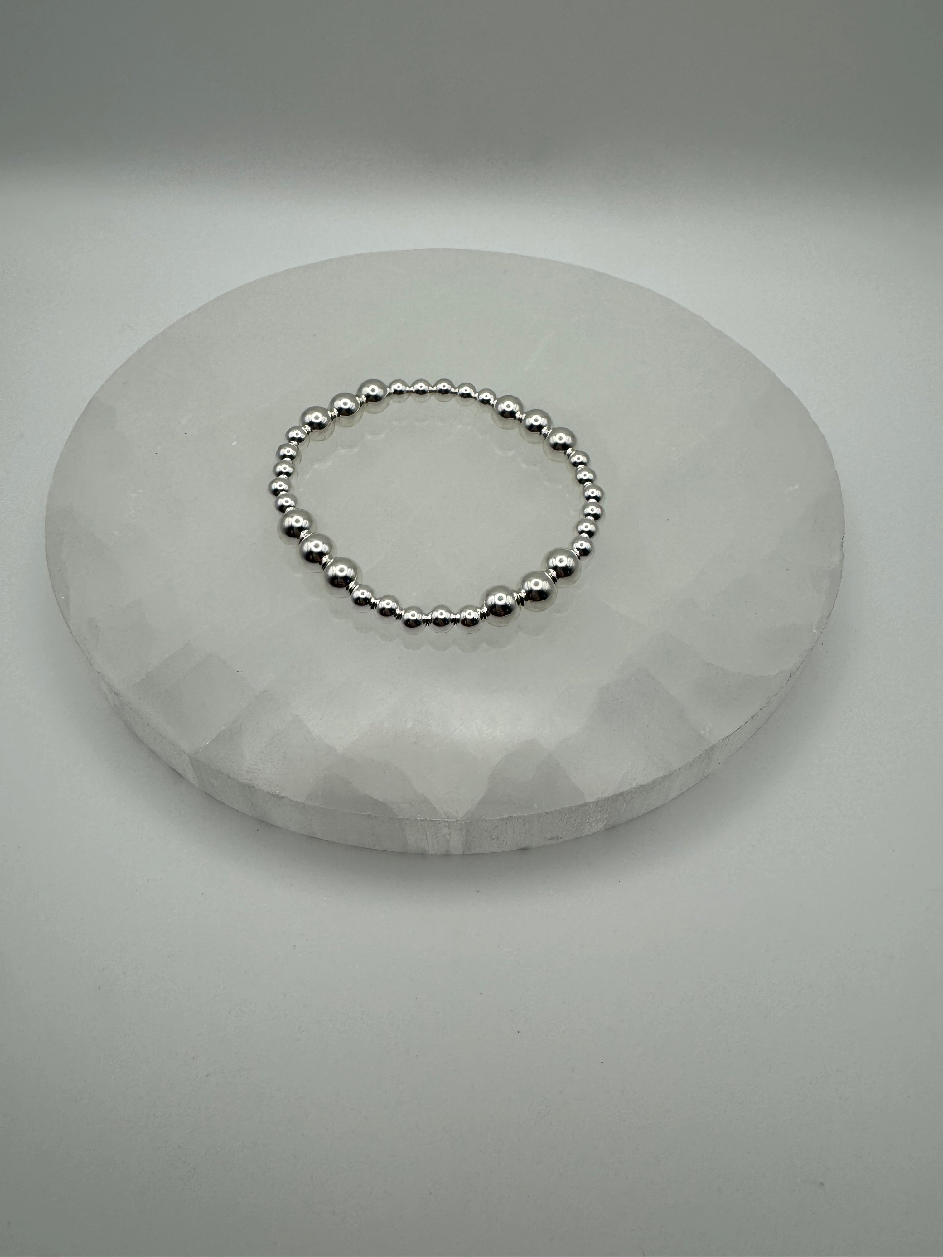 The Anchor Bracelet | Mixed Bead Stretch | Gold Filled or Sterling Silver