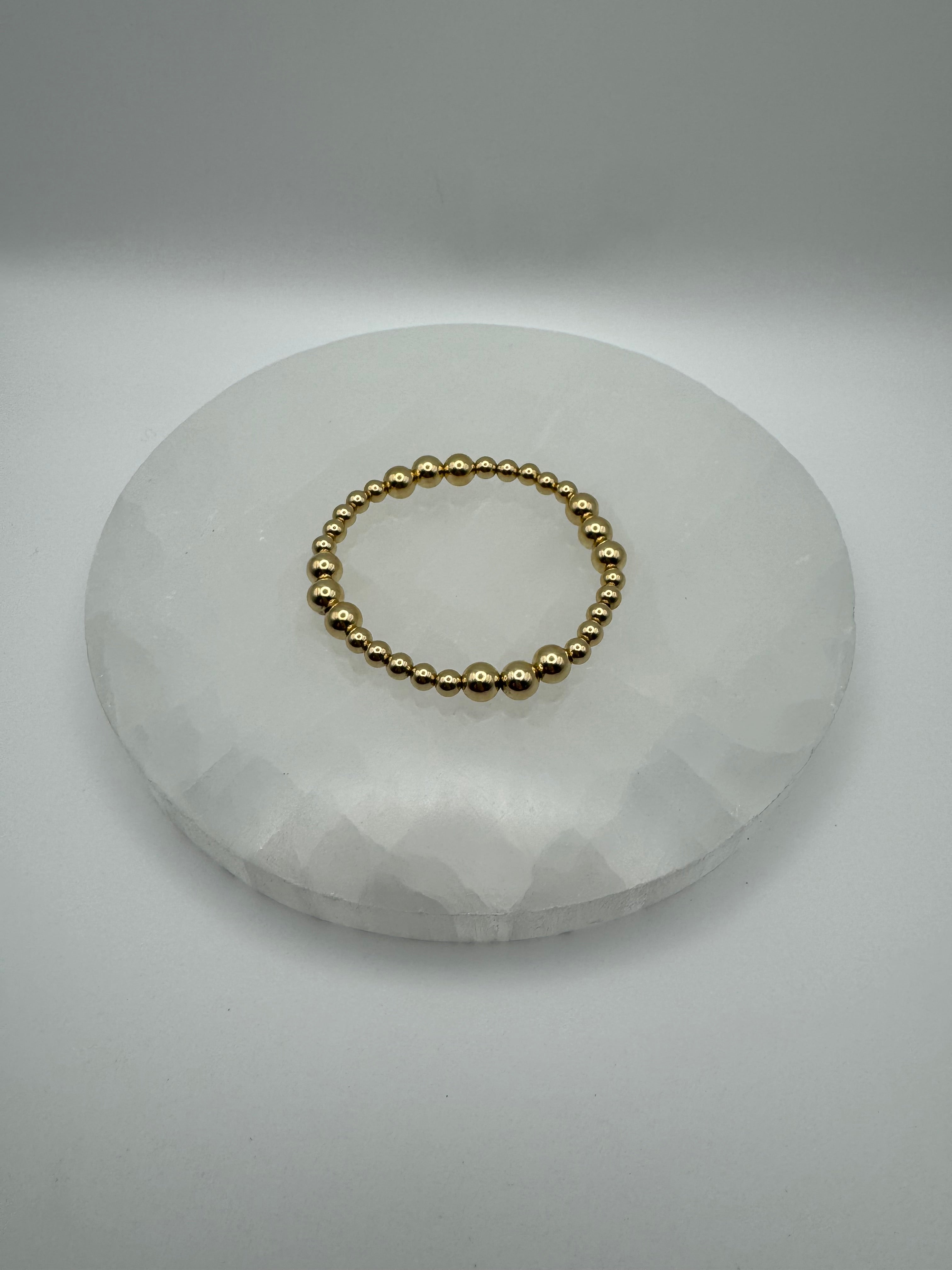 The Anchor Bracelet | Mixed Bead Stretch | Gold Filled or Sterling Silver