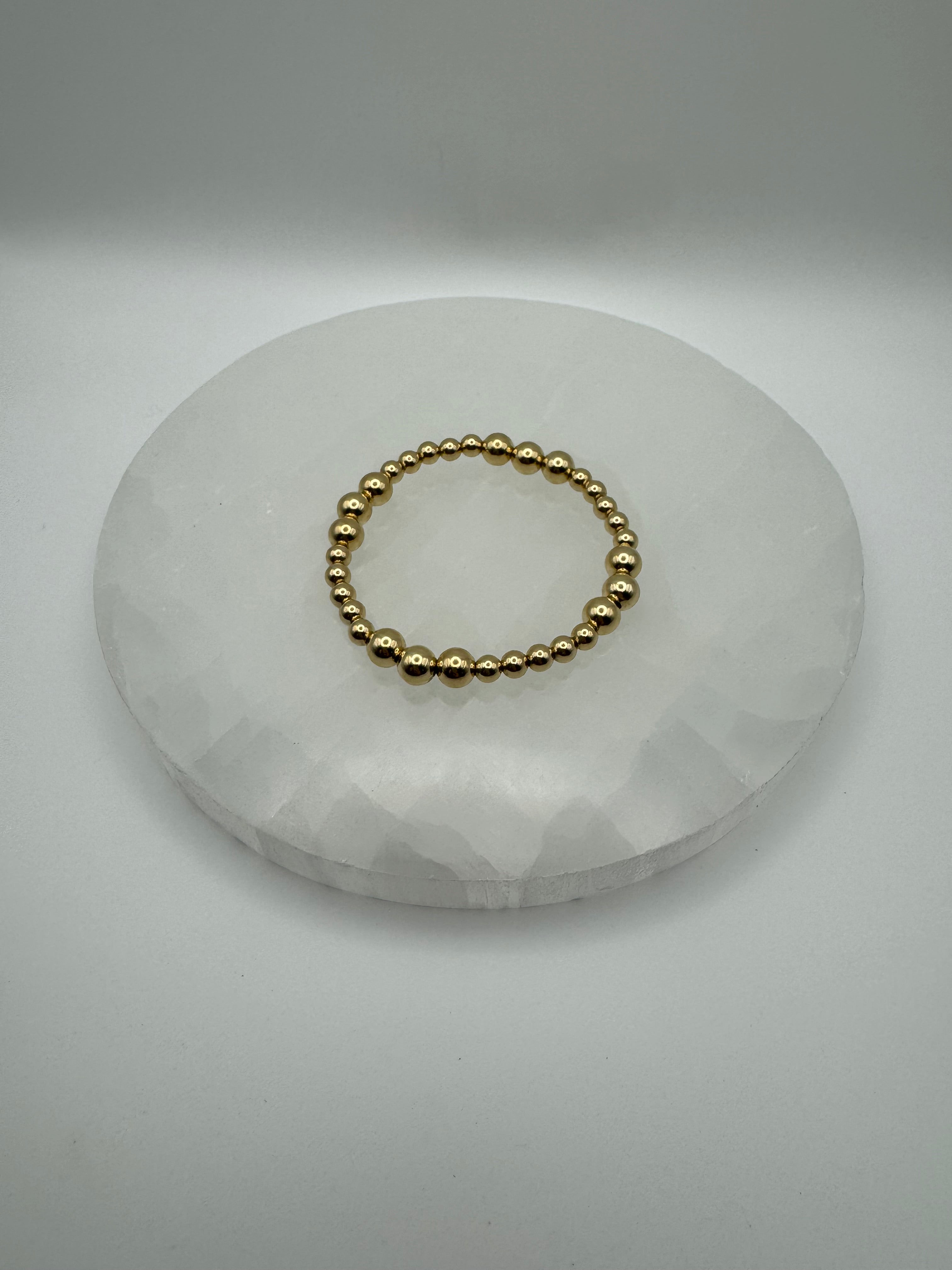 The Anchor Bracelet | Mixed Bead Stretch | Gold Filled or Sterling Silver