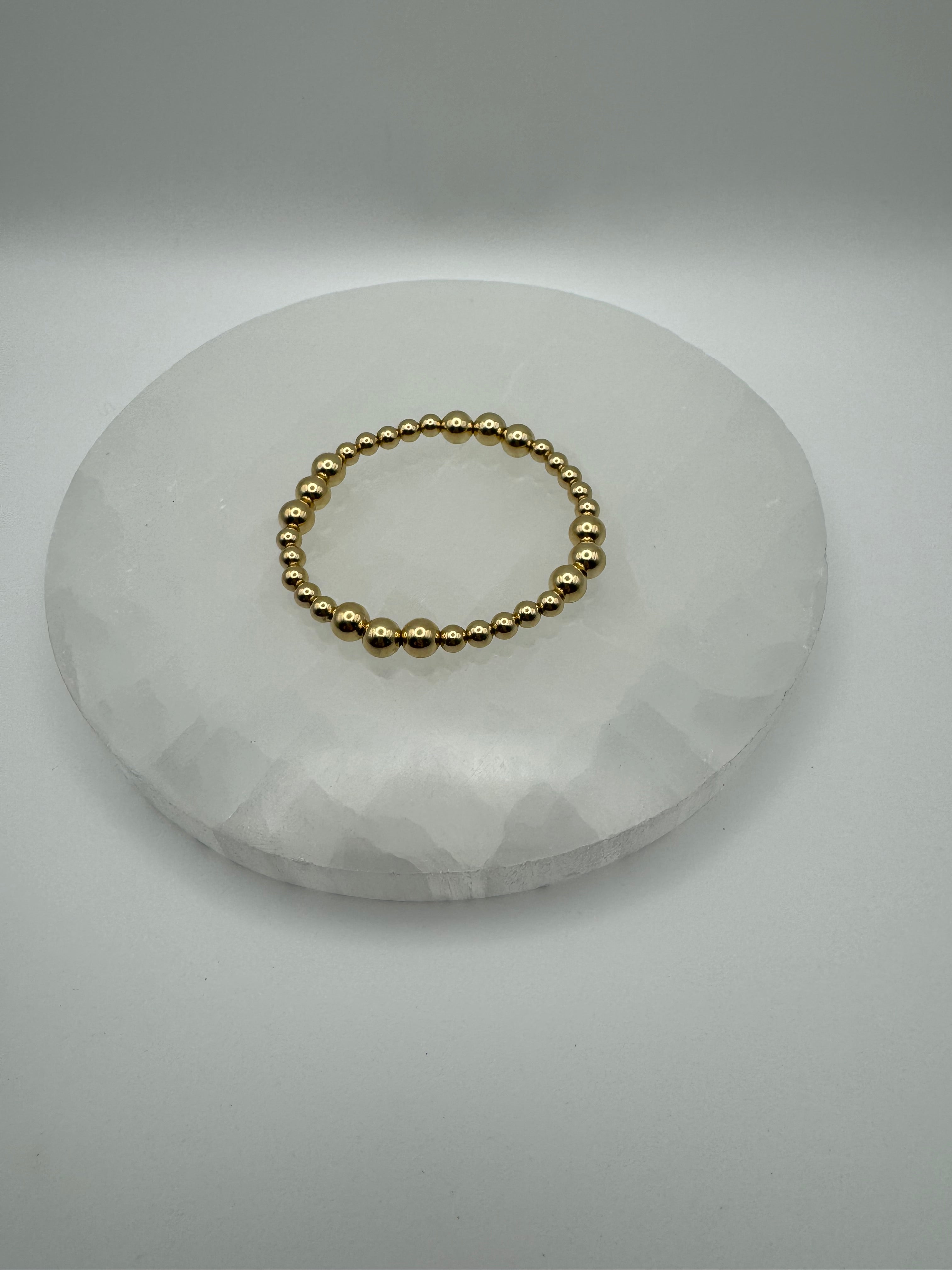 The Anchor Bracelet | Mixed Bead Stretch | Gold Filled or Sterling Silver