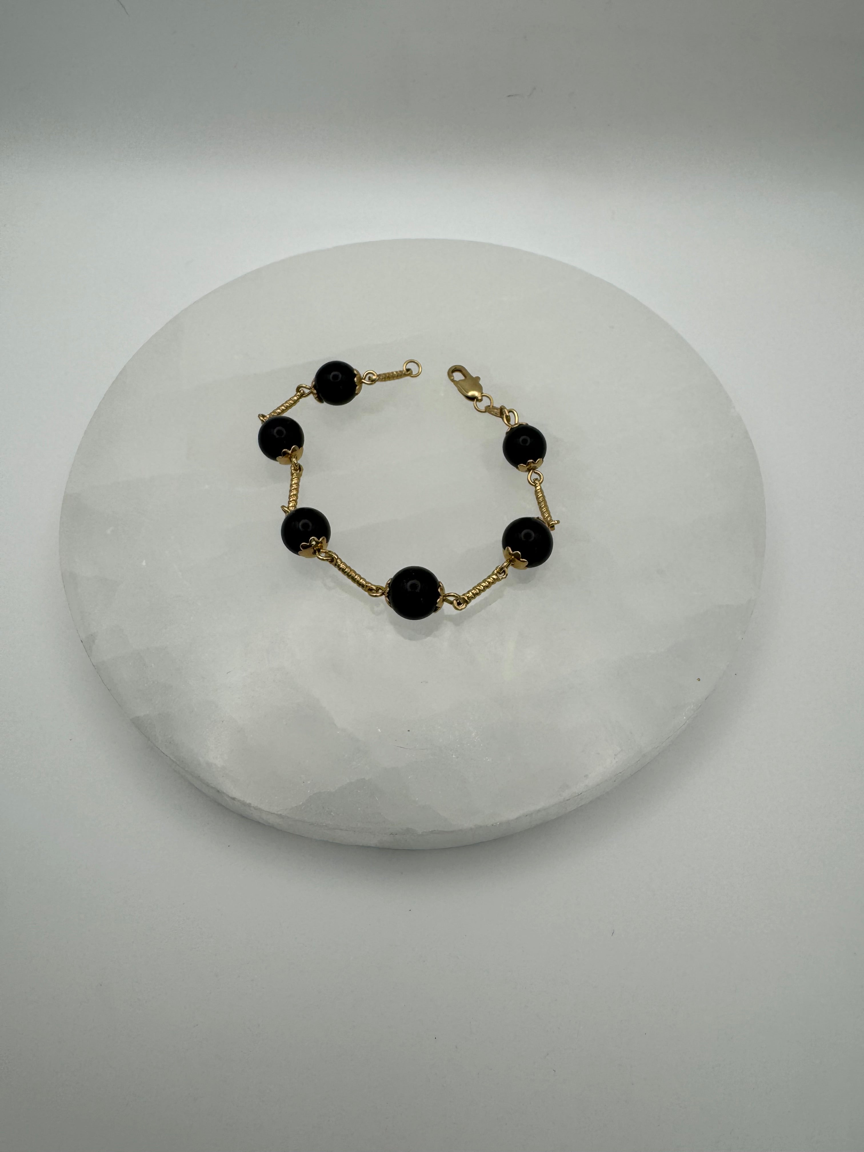 Black Opal & 14k Gold-Filled Beaded Bracelet