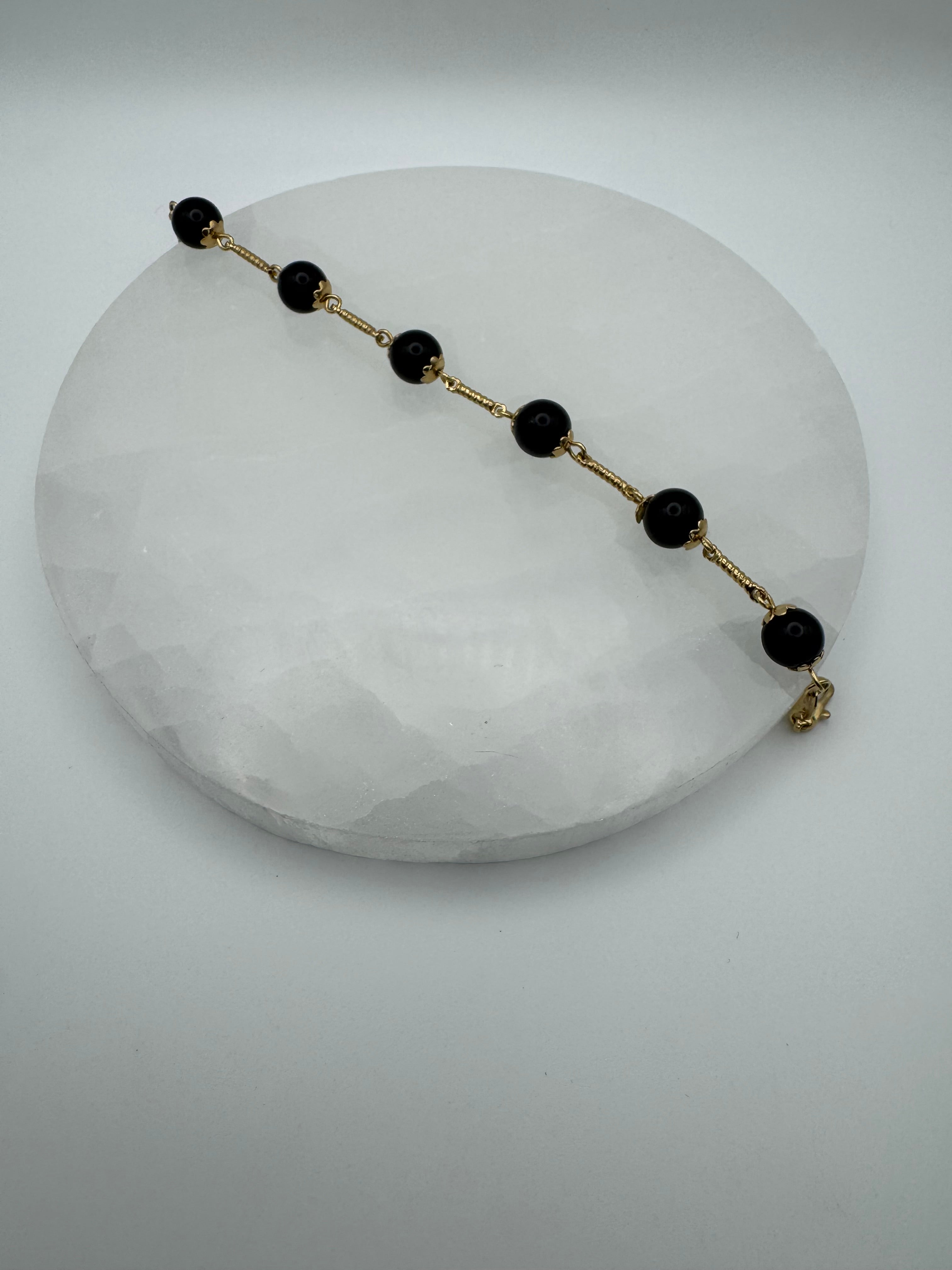 Black Opal & 14k Gold-Filled Beaded Bracelet