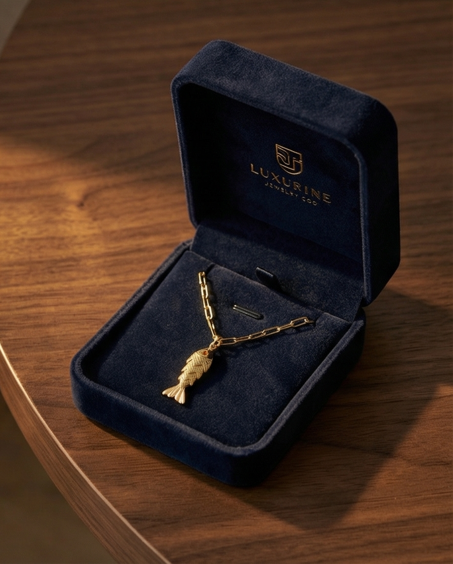 The Lucky Catch Necklace | 14k Gold Filled Paperclip Chain + Fish Pendant