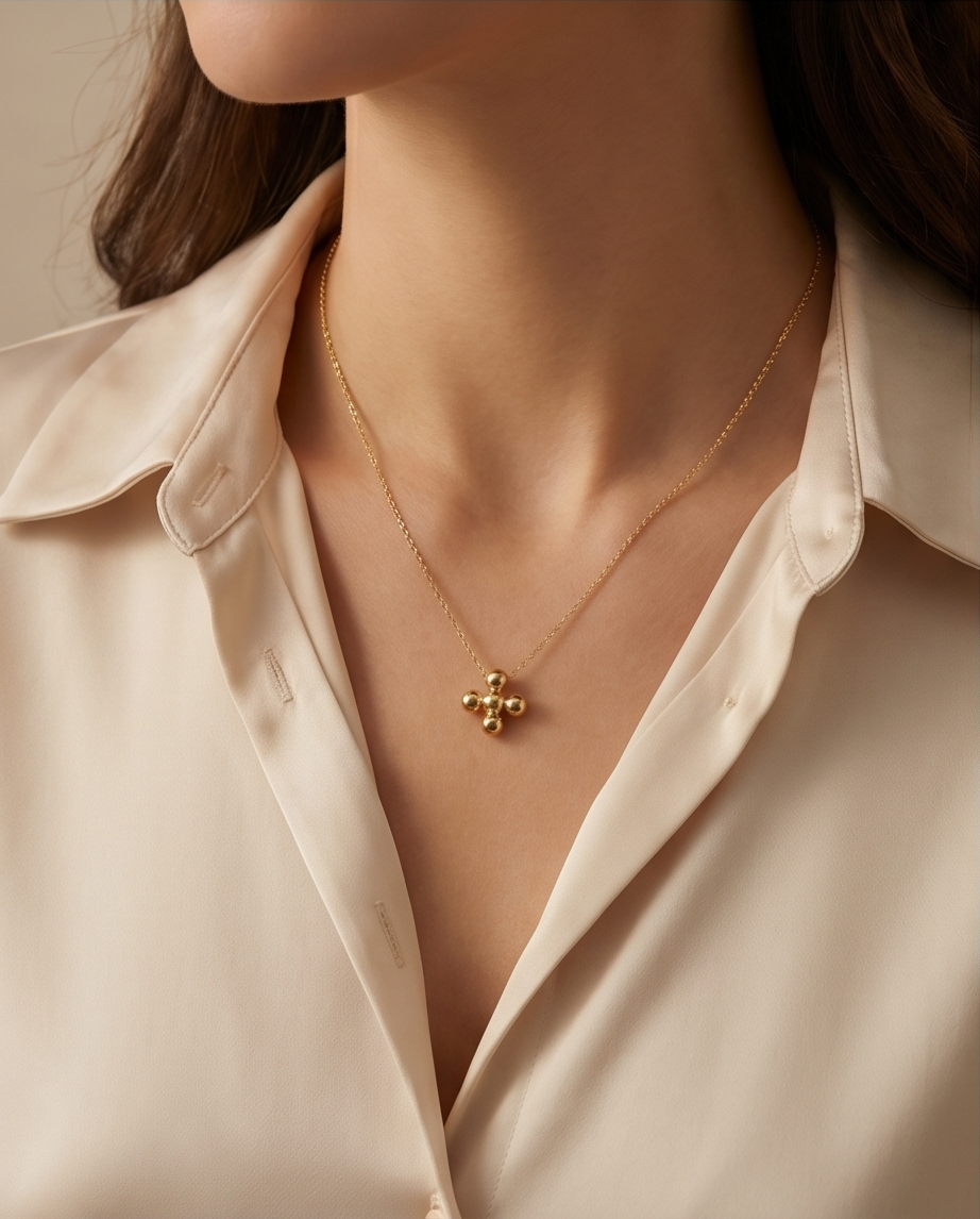 The Quiet Faith Necklace | 14k Gold Filled Beaded Cross Pendant