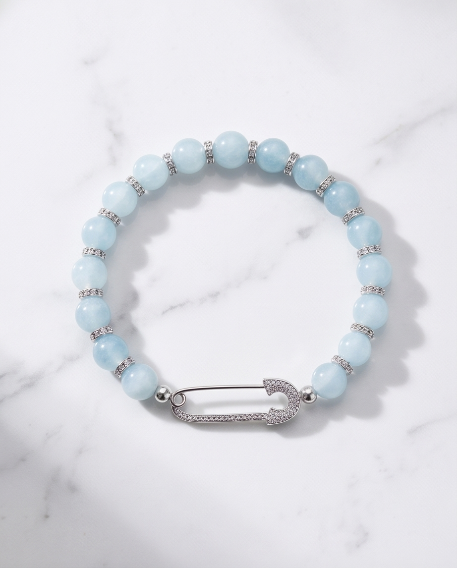 The Breakwater Bracelet | Aquamarine + Pavé Pin | 14k Gold Filled