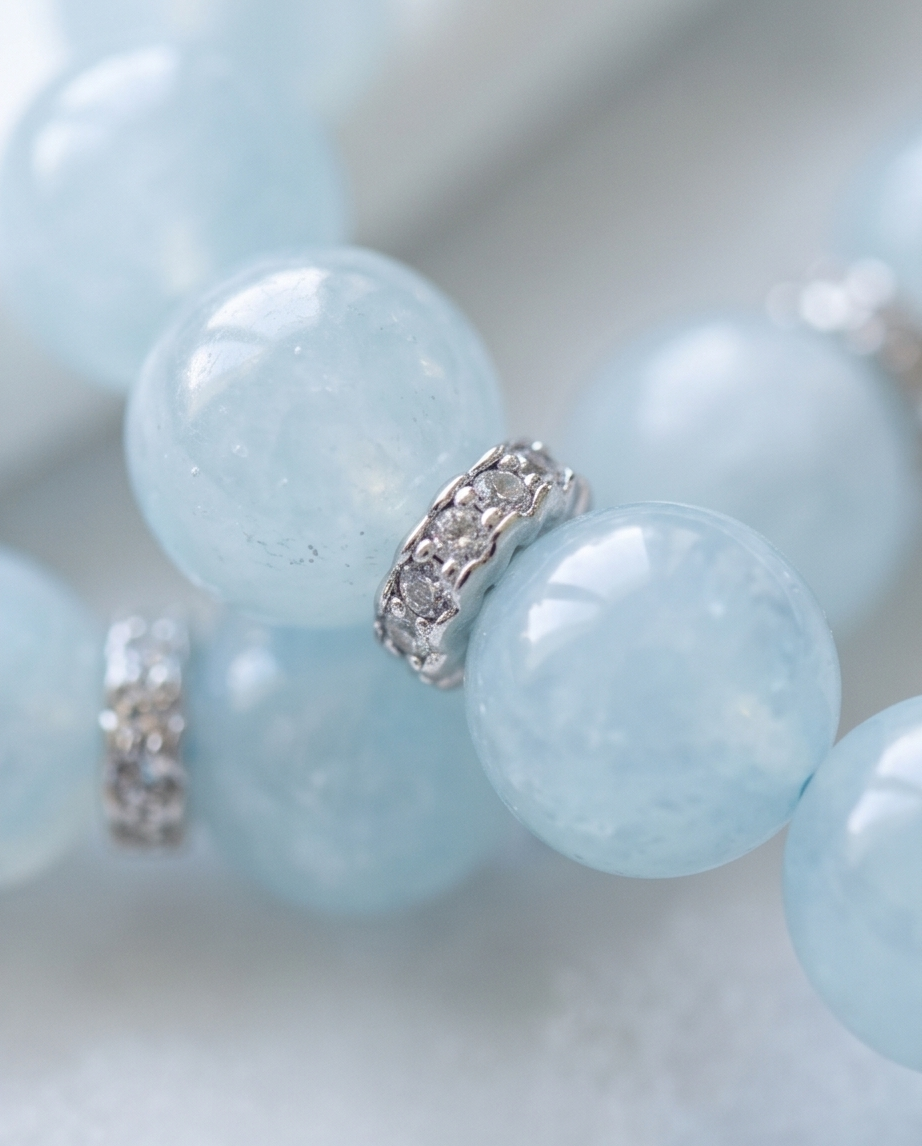 The Stillwater Bracelet | Aquamarine + Diamond Rondelle | 14k Gold Filled