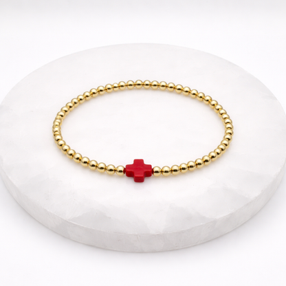 The Resin Cross Bracelet | 4mm Stretch | 14k Gold Filled