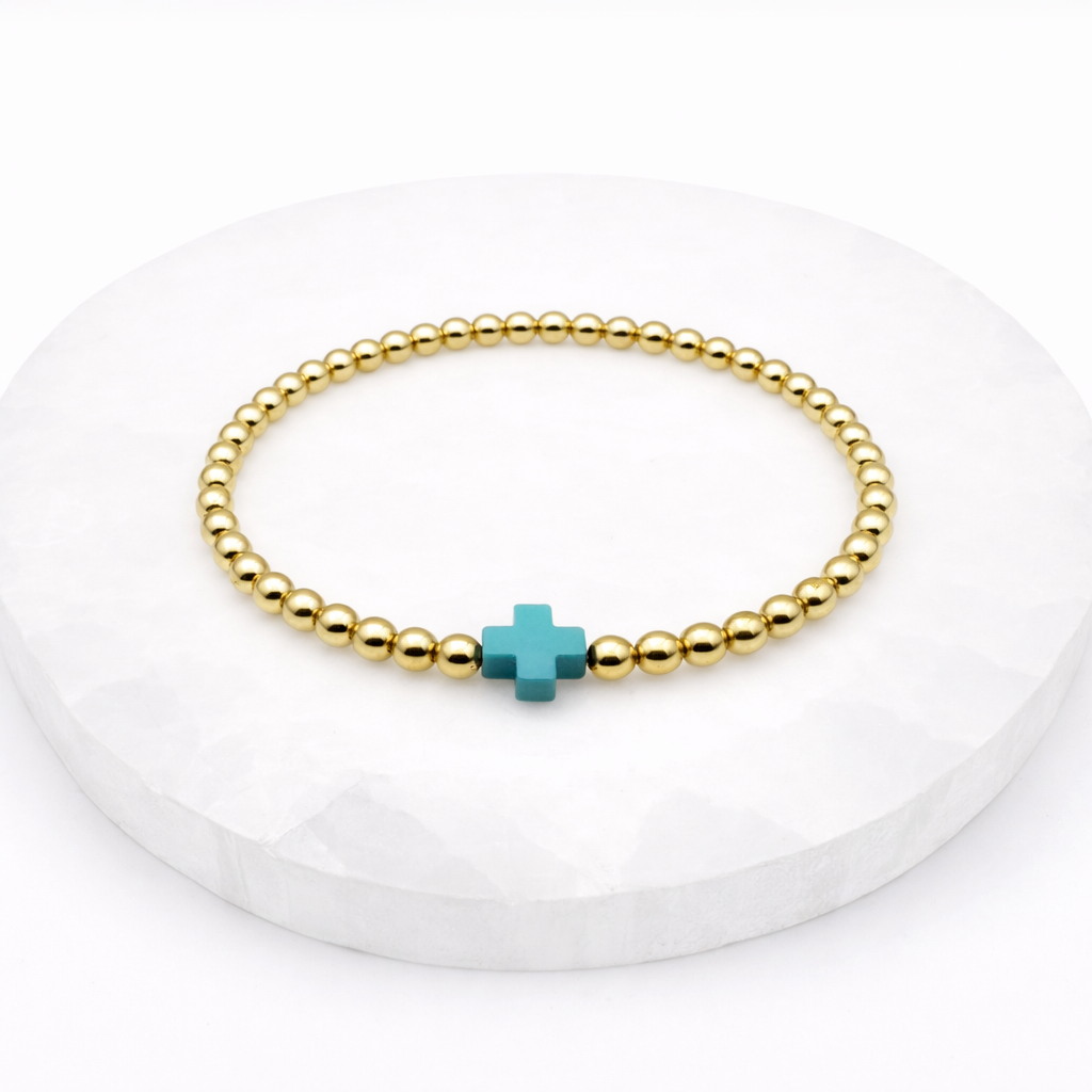 The Resin Cross Bracelet | 4mm Stretch | 14k Gold Filled