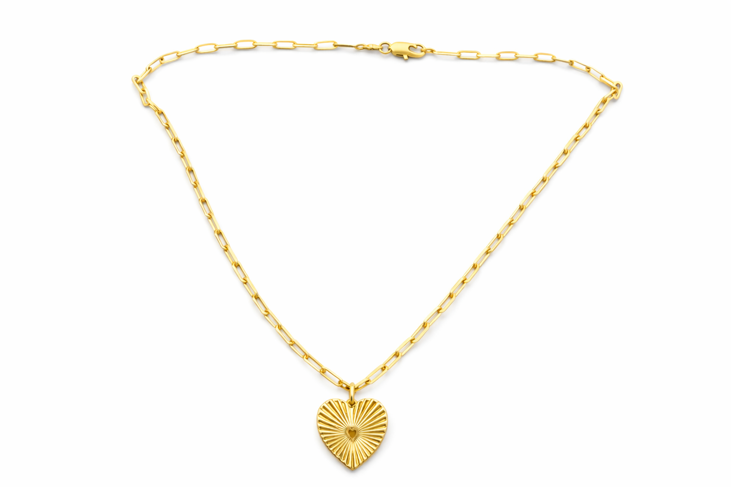 Sacred Heart Paperclip Necklace | 16” | Gold Filled