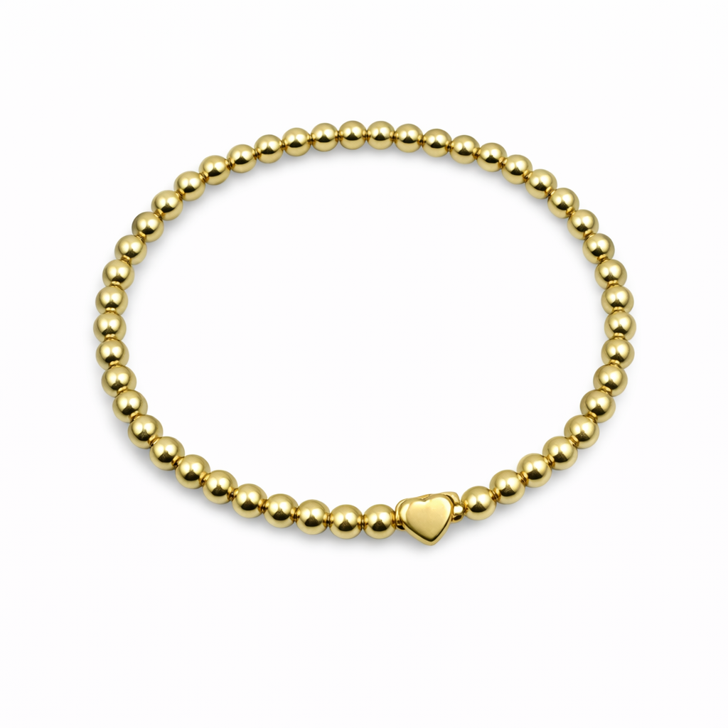 beaded bracelet with a heart on a white background