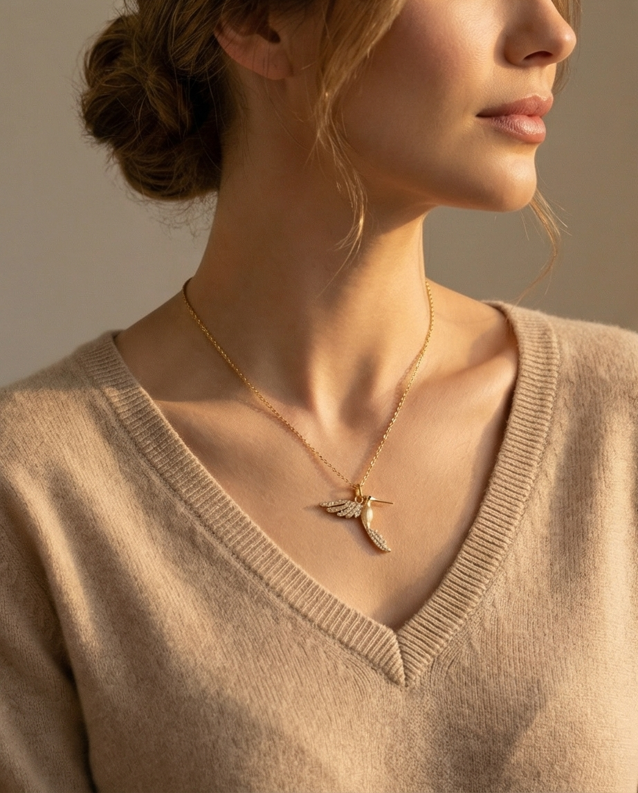 The Hummingbird Necklace | 16” | Gold Filled