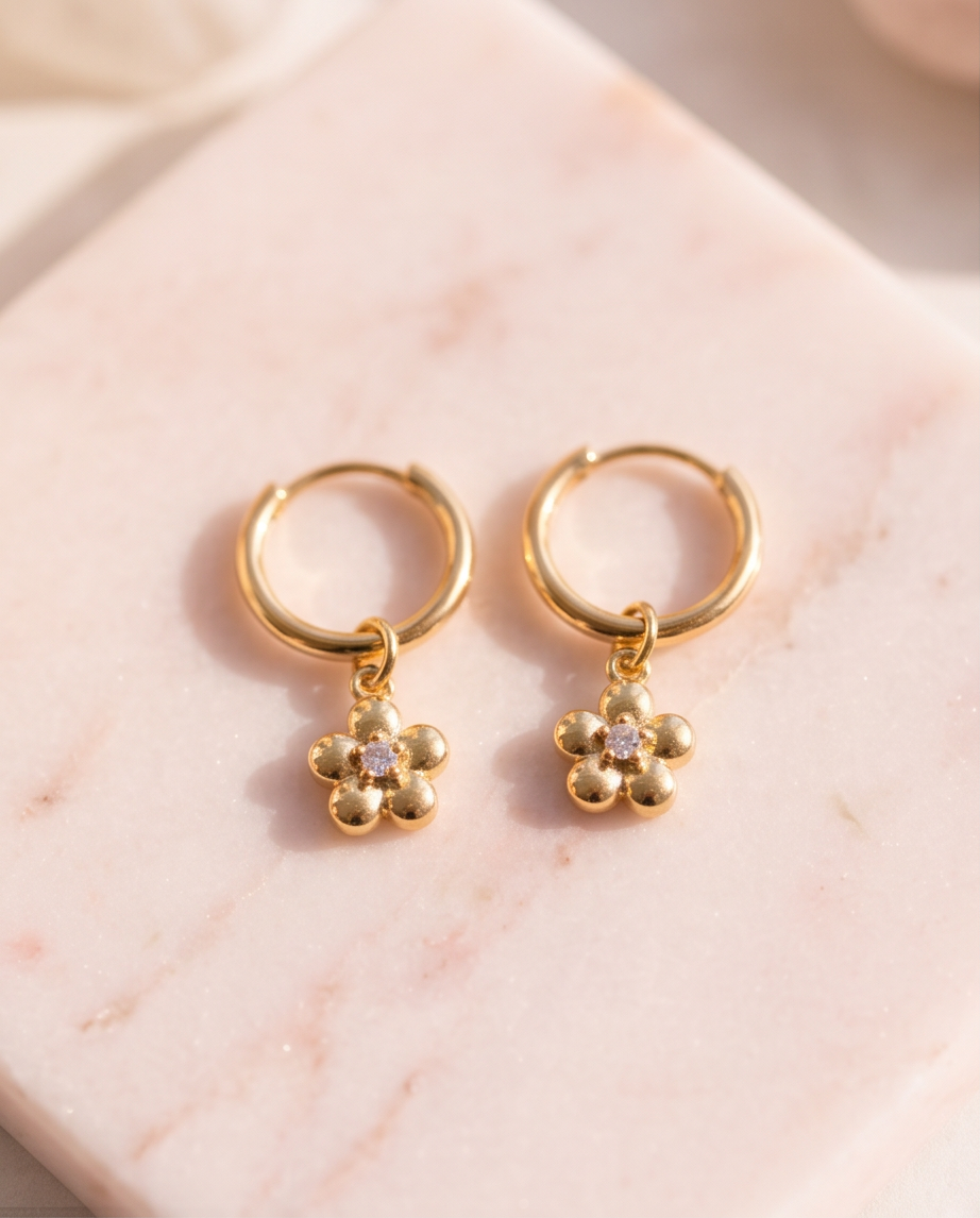The Honey Bloom | 14k Gold Filled Flower Hoop Earrings
