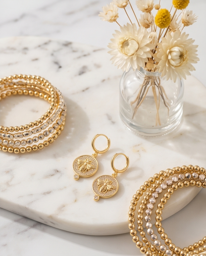 The Queen Bee | 14k Gold Filled Pavé Coin Hoop Earrings