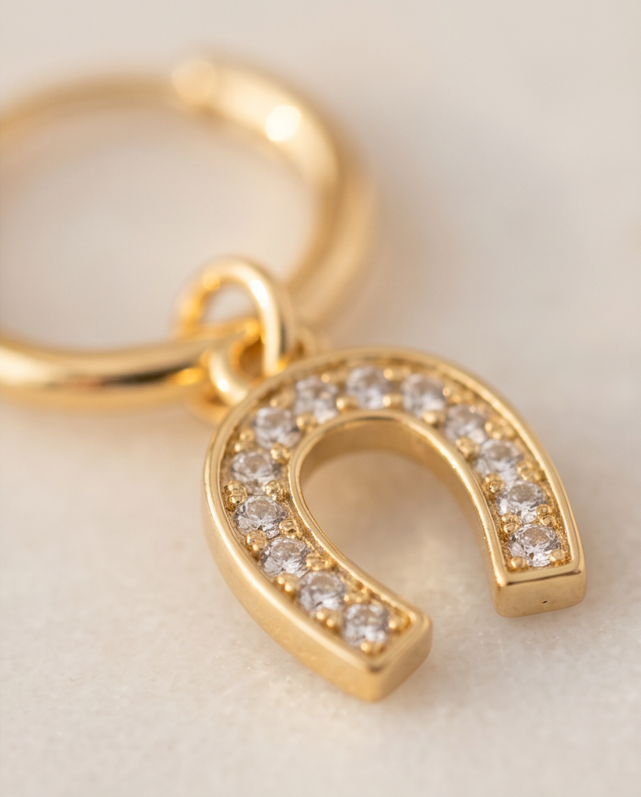 The Lucky Girl | 14k Gold Filled Pavé Horseshoe Hoop Earrings