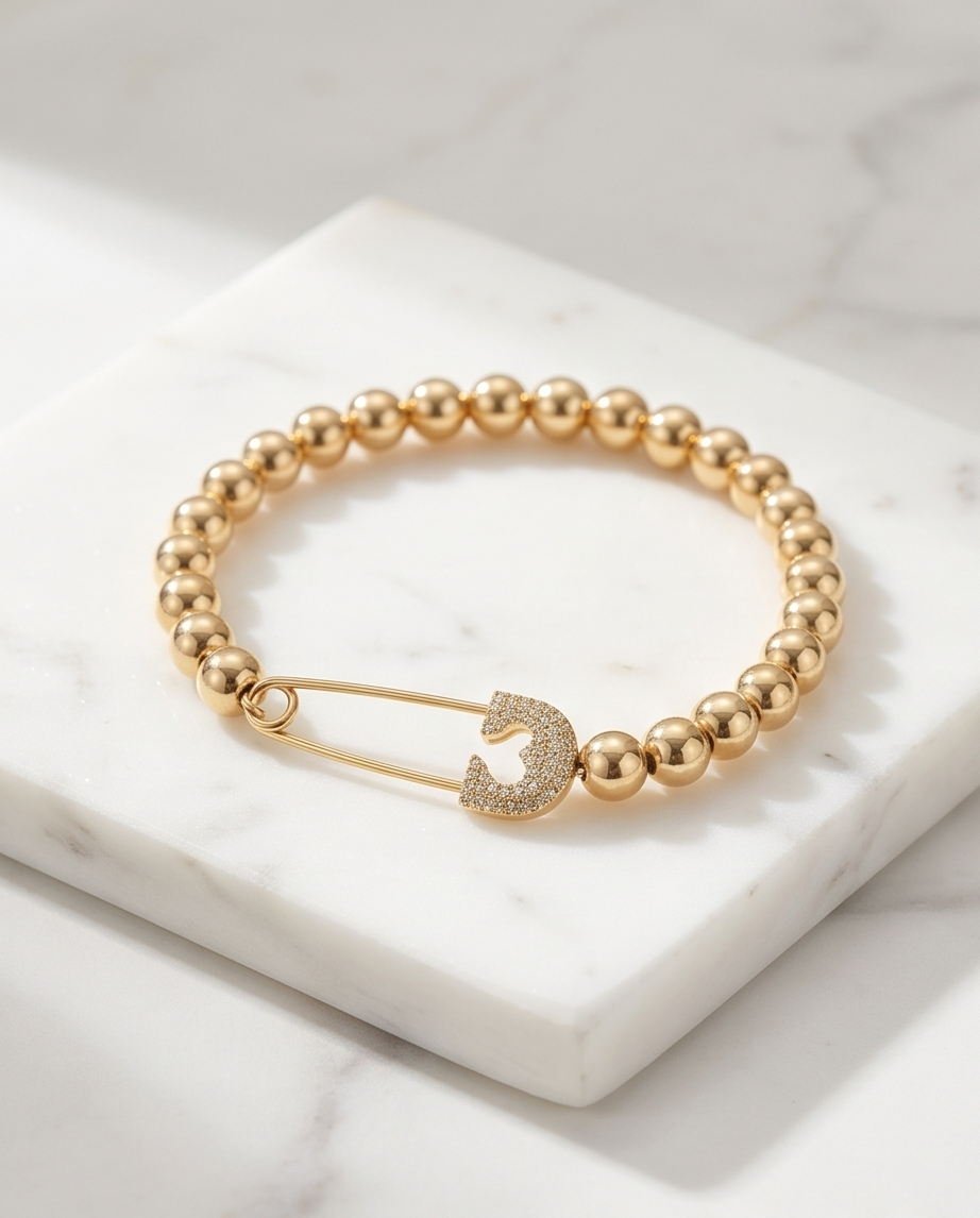 The Lockdown Bracelet | Pavé Pin | 14k Gold Filled | 7mm