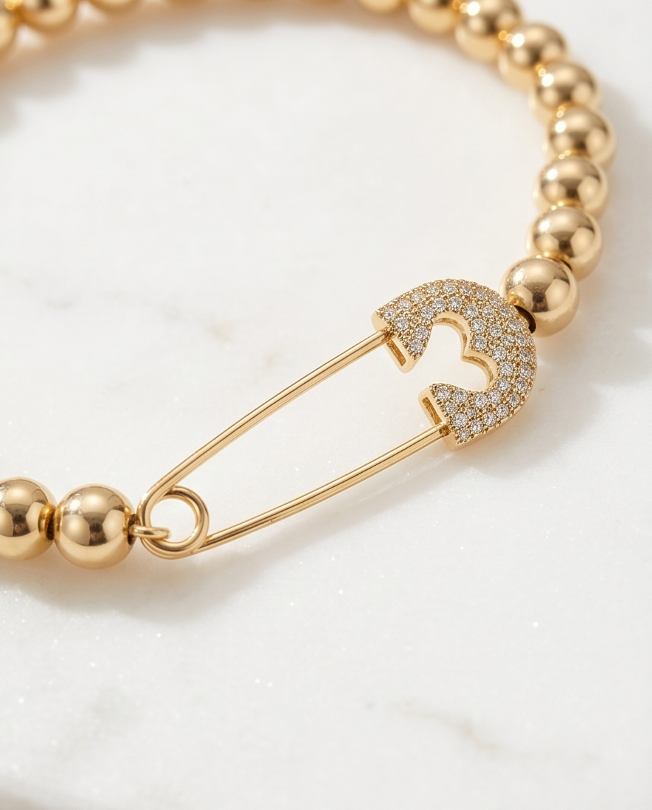 The Lockdown Bracelet | Pavé Pin | 14k Gold Filled | 7mm