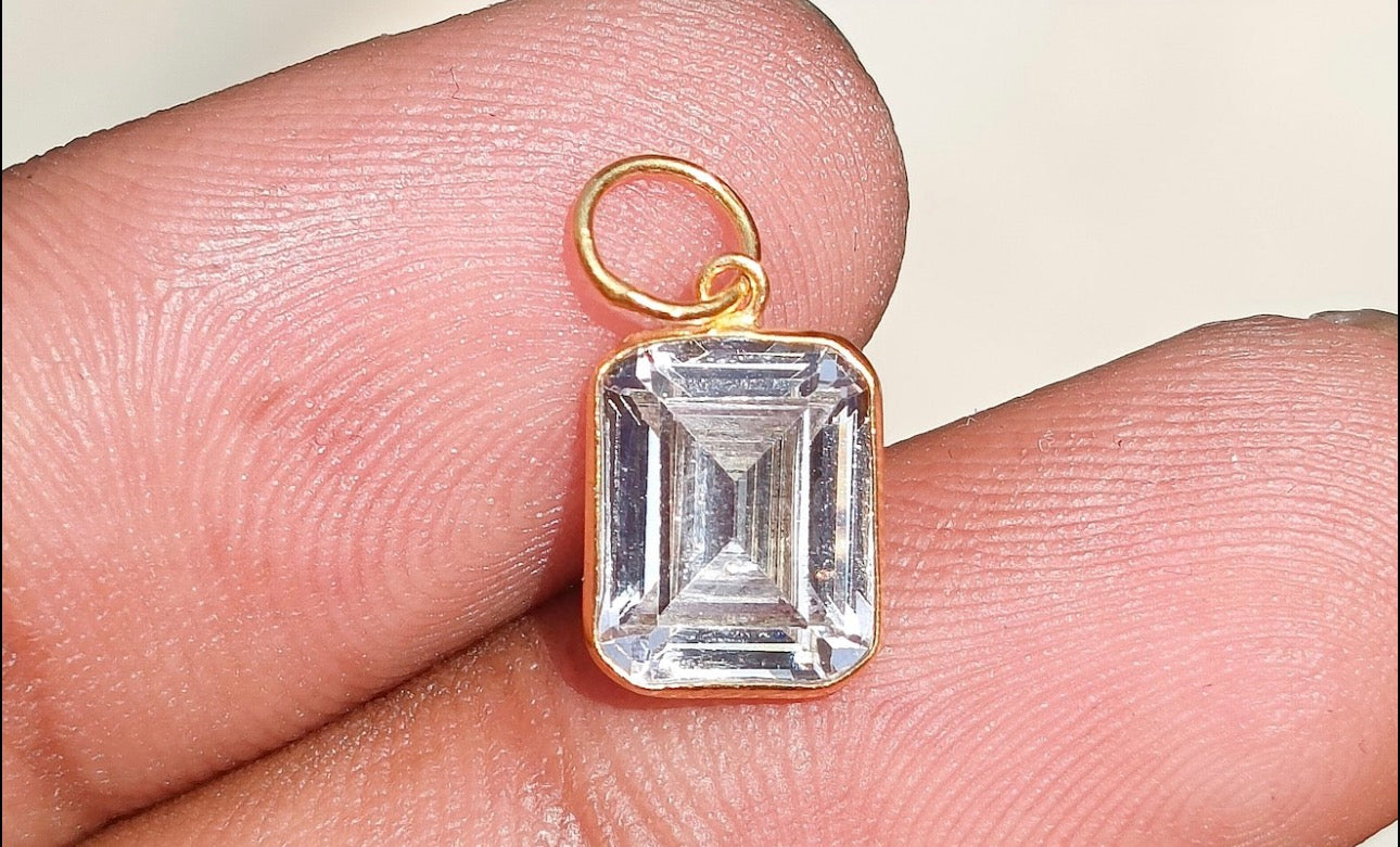 2ct emerald-cut moissanite stone in solid 18k gold bezel setting | Stacked by Jayneebell