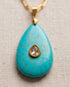 Close-up of The Desert Bloom turquoise pendant with hand-set pavé stone accent, 14k gold filled | Stacked by Jayneebell