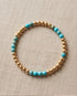 The Desert Bloom bracelet with coffee - genuine turquoise and 4mm 14k gold filled beaded stretch bracelet | Stacked by Jayneebell
