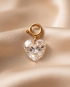 Heart-cut cubic zirconia charm with 14k gold filled spring clasp on silk | Stacked by Jayneebell
