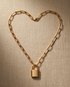 14k gold filled paperclip chain shaped into a heart with padlock pendant | Stacked by Jayneebell