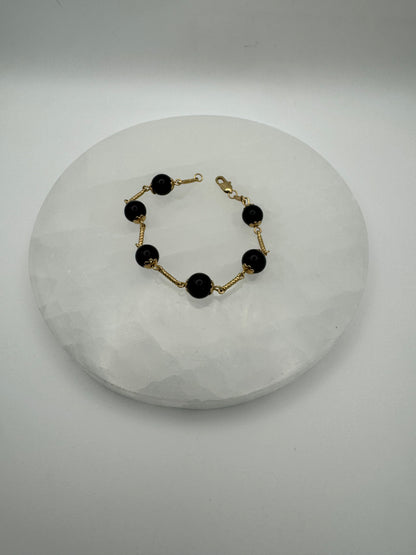 Black Opal &amp; 14k Gold-Filled Beaded Bracelet