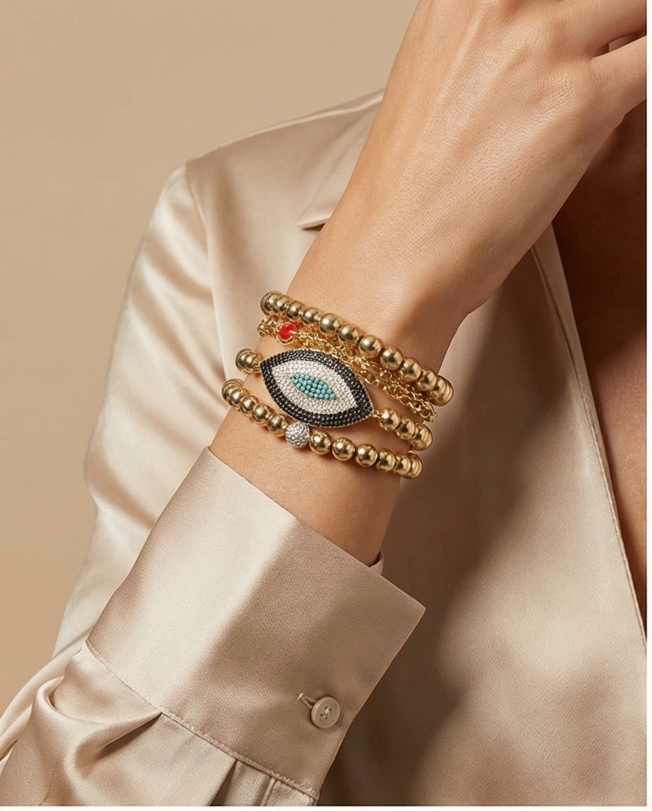 The Oracle Bracelet | Gold Filled Evil Eye Statement Bracelet