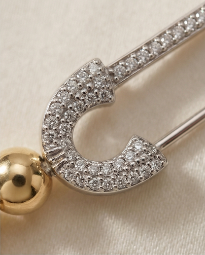 The Safety Net Bracelet | Pavé Safety Pin | 7mm Gold Filled Beaded Bracelet