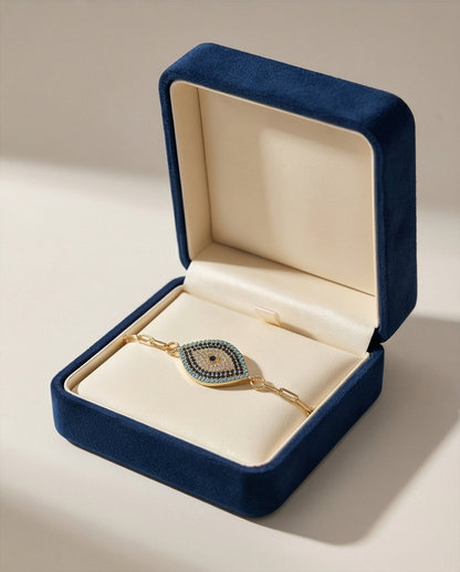 The Desert Guardian Bracelet | Gold Filled Paperclip Chain Evil Eye Bracelet