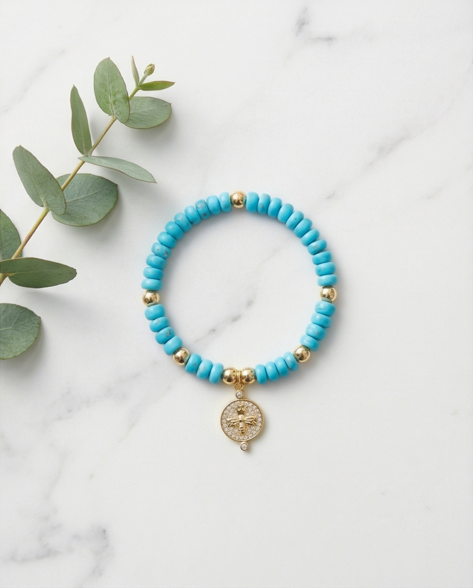 The Queen Bee Bracelet | Turquoise + 14k Gold Filled Beaded Bracelet