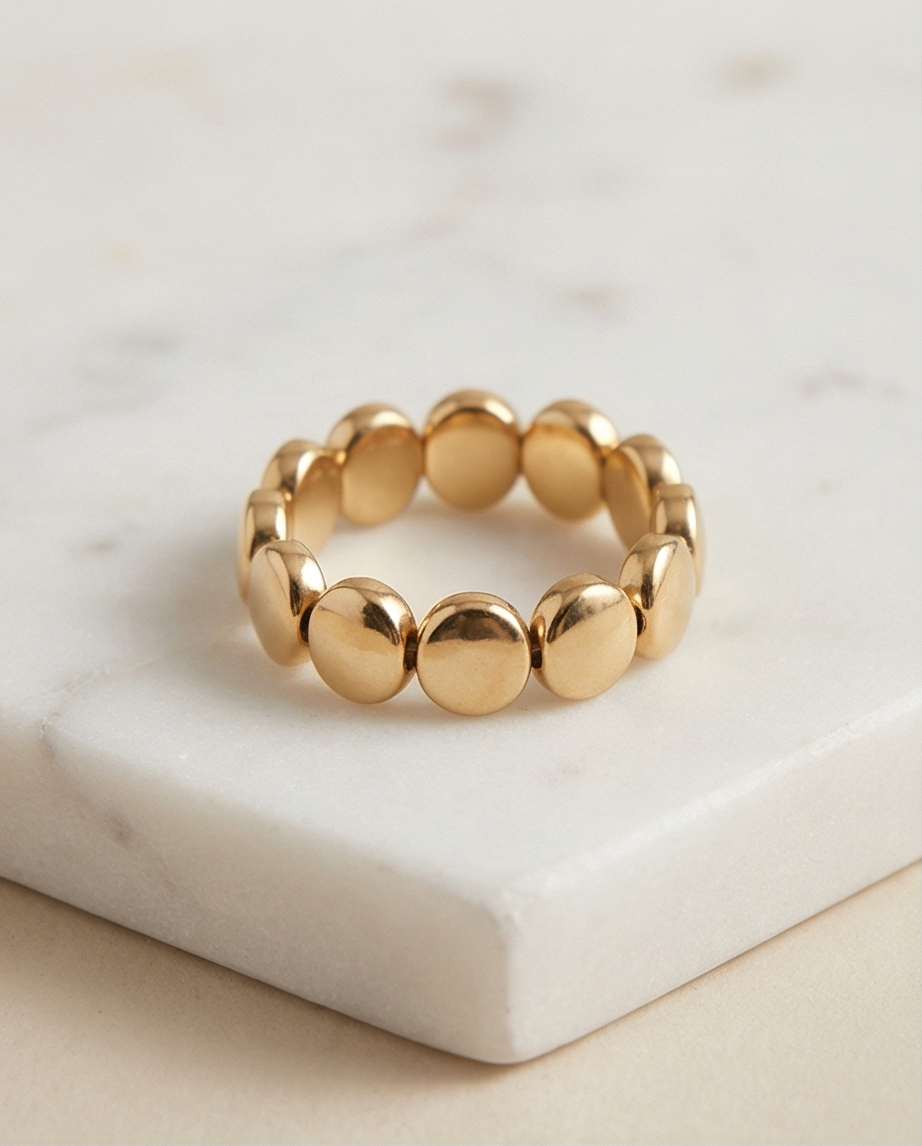 Gold Filled Lentil Ring | 7mm Stretch Gold Statement Ring – Stacked By ...