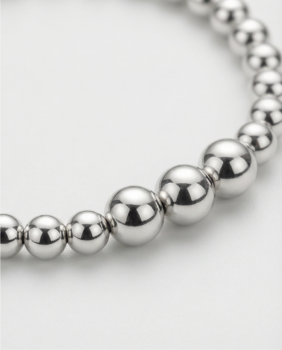 The Anchor Bracelet | Mixed Bead Stretch | Gold Filled or Sterling Silver