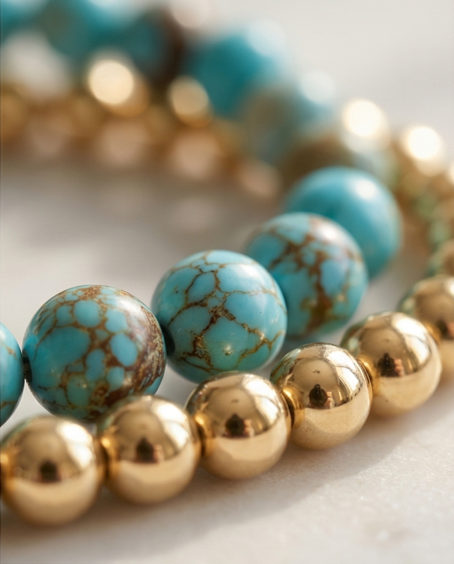 The Sedona Bracelet | 6mm Gold Filled + Genuine Turquoise