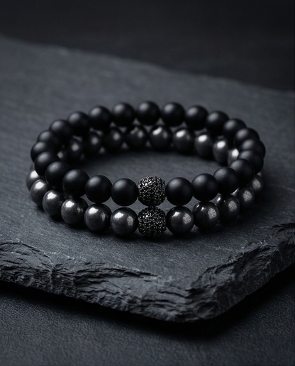 The Obsidian Bracelet | Onyx + Hematite Beaded Bracelet