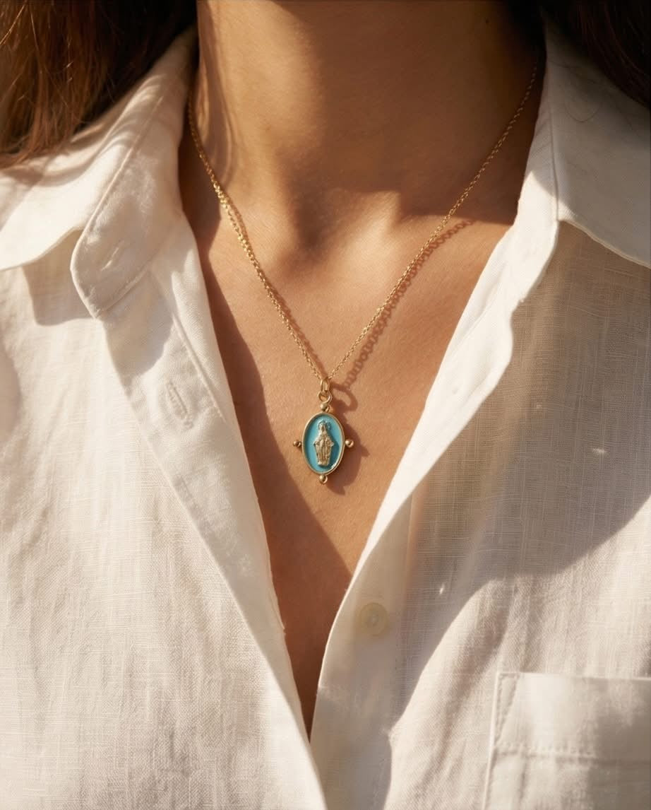 The Madonna Medallion Necklace | 16” | Gold Filled