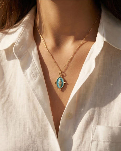 The Madonna Medallion Necklace | 16” | Gold Filled