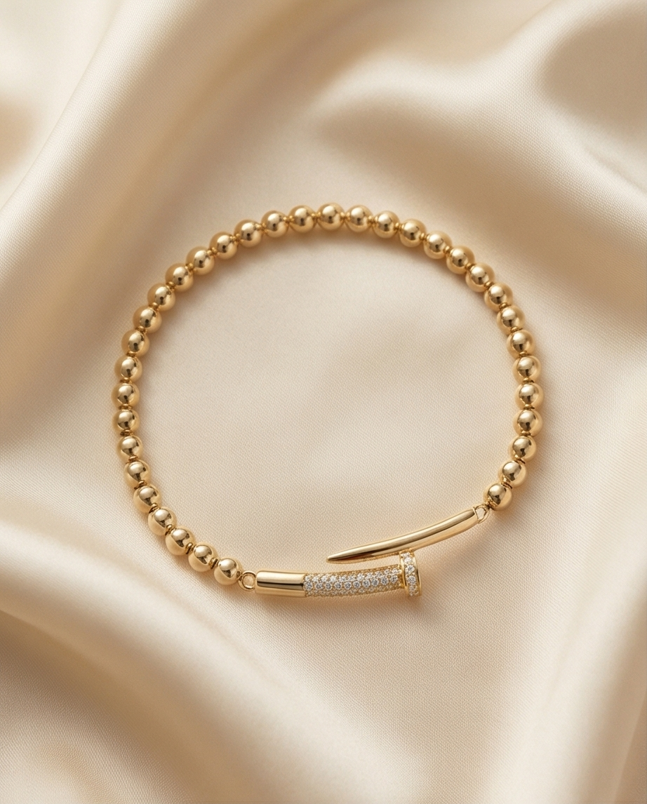 The Nail Head Bracelet | 4mm Gold Filled Beaded Bracelet