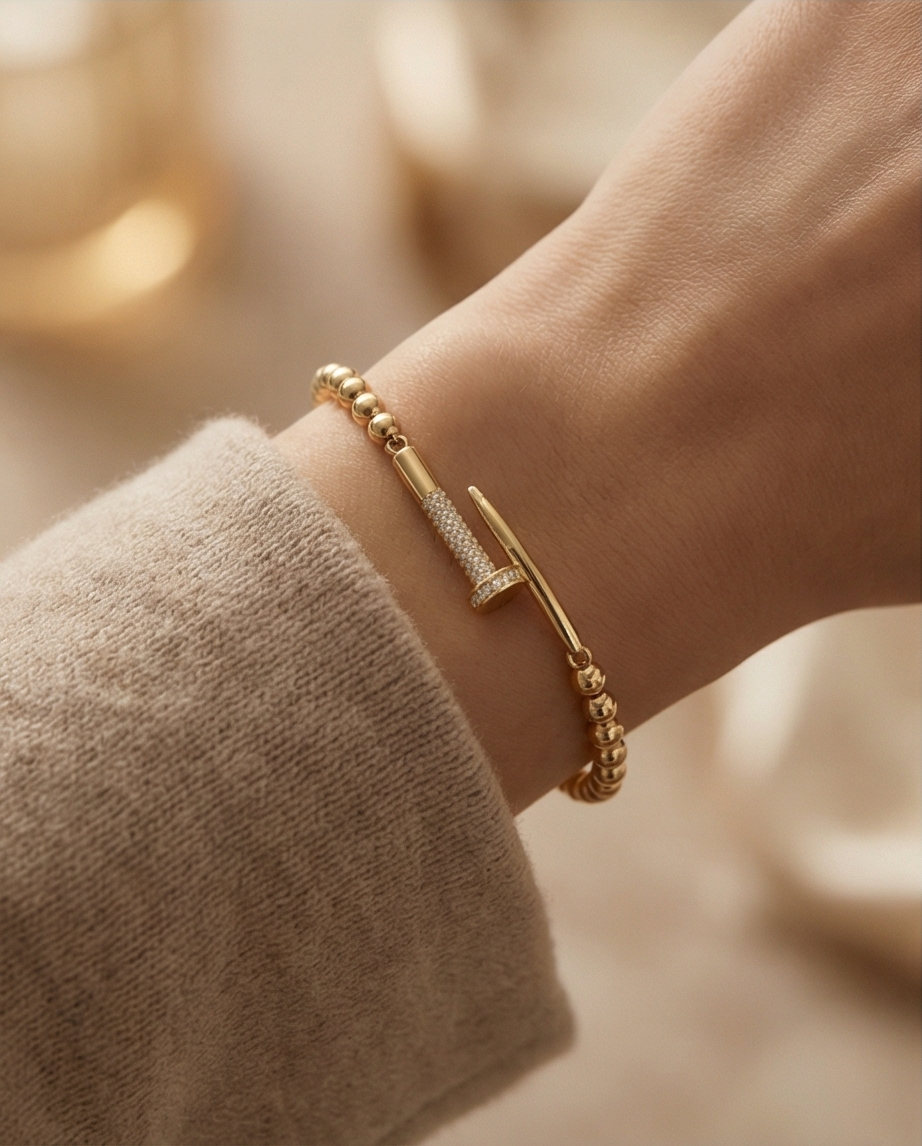 The Nail Head Bracelet | 4mm Gold Filled Beaded Bracelet