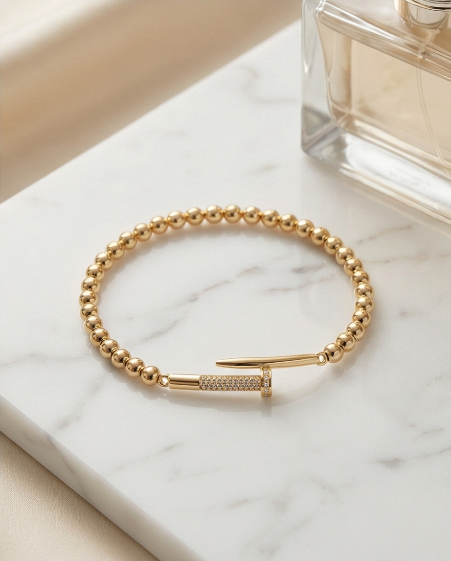 The Nail Head Bracelet | 4mm Gold Filled Beaded Bracelet