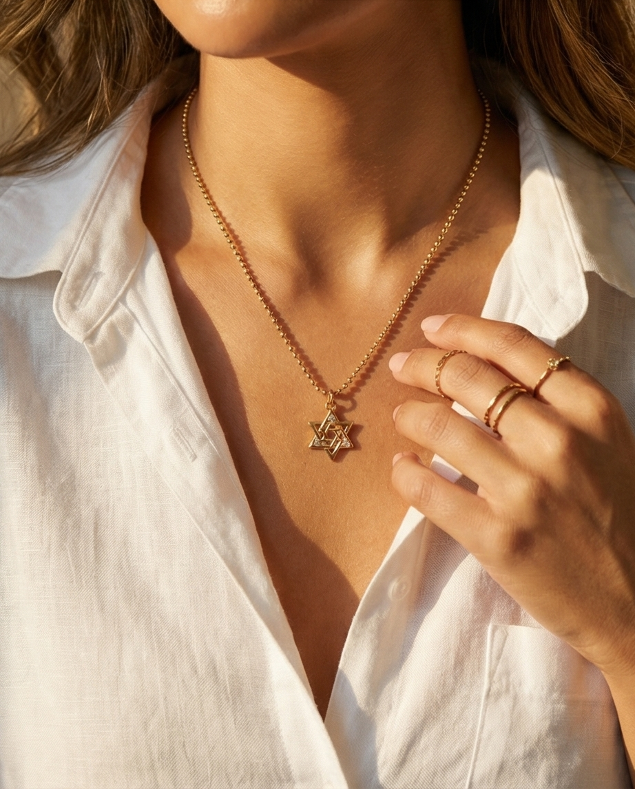 The Sacred Star Necklace | 14k Gold Filled Beaded Chain + Pavé Star Pendant
