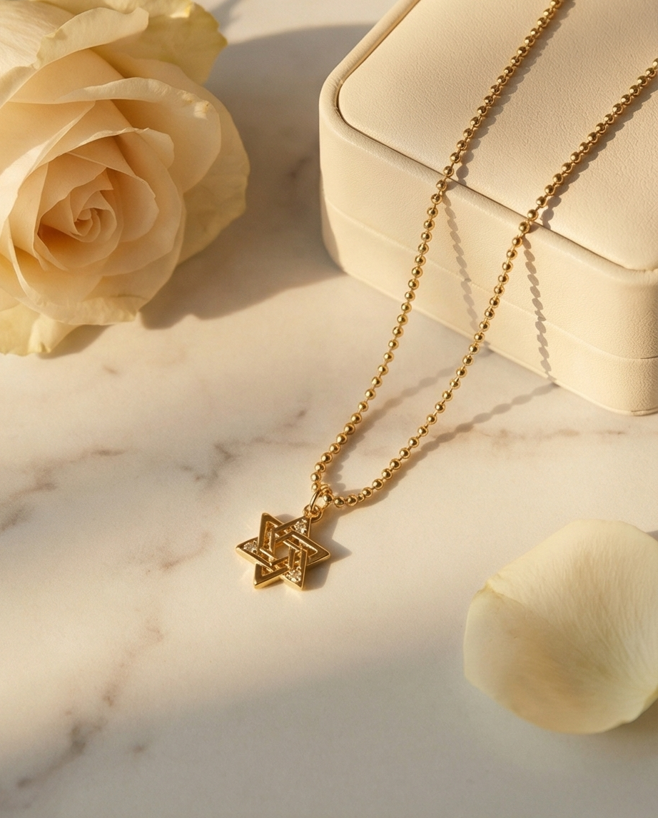 The Sacred Star Necklace | 14k Gold Filled Beaded Chain + Pavé Star Pendant