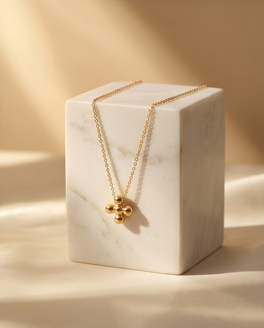 The Quiet Faith Necklace | 14k Gold Filled Beaded Cross Pendant