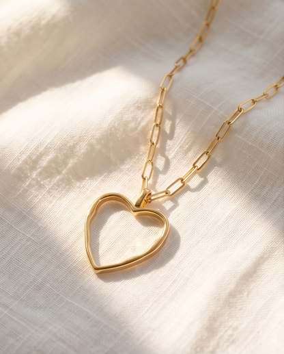 The Bare Heart Necklace | 14k Gold Filled Paperclip Chain Necklace