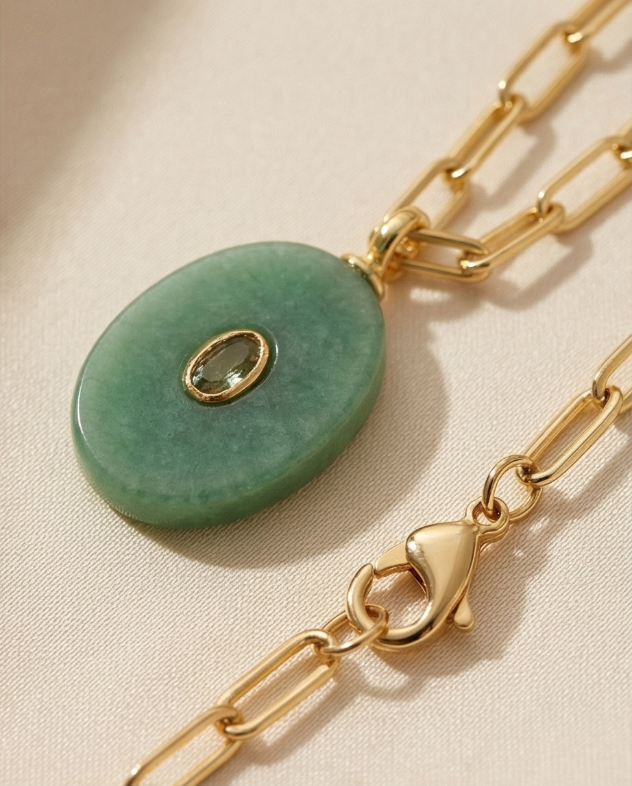 The Aura Talisman Necklace | Paperclip Chain + Natural Stone Pendant