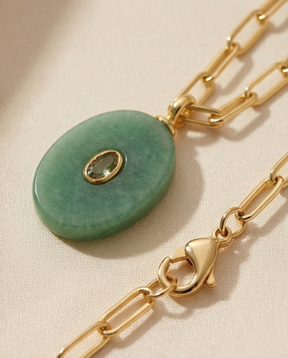 The Aura Talisman Necklace | Paperclip Chain + Natural Stone Pendant